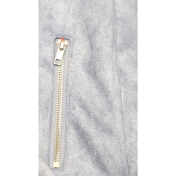 BB Dakota Steve Madden faux suede Moto jacket cool haze blue women's small - Picture 5 of 8